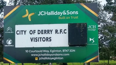 New ~Scoreboard at City of Derry Rugby Club